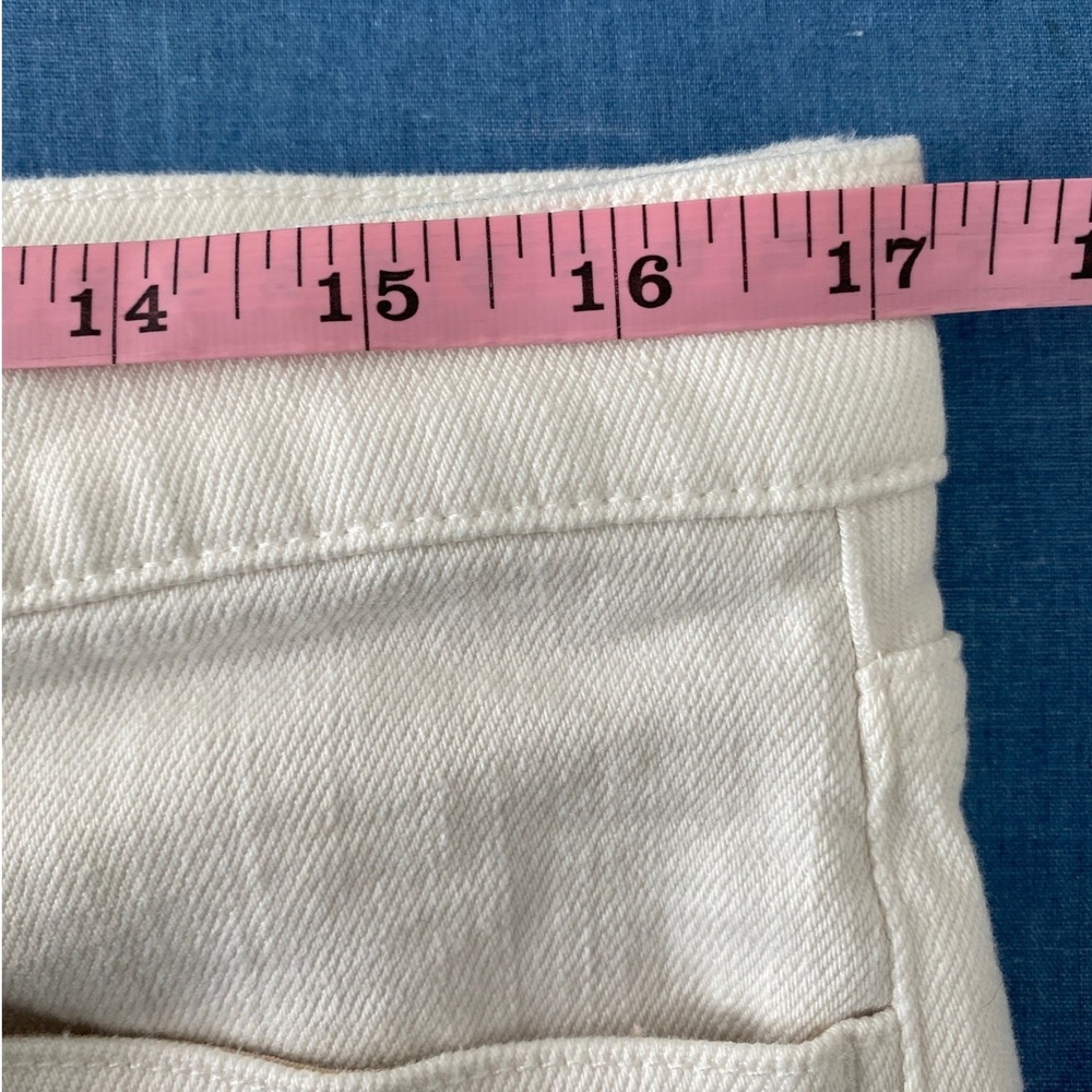 Banana Republic High Rise Wide Leg Crop Jeans White Frayed Hem 32 S/425076-00 - Picture 5 of 13